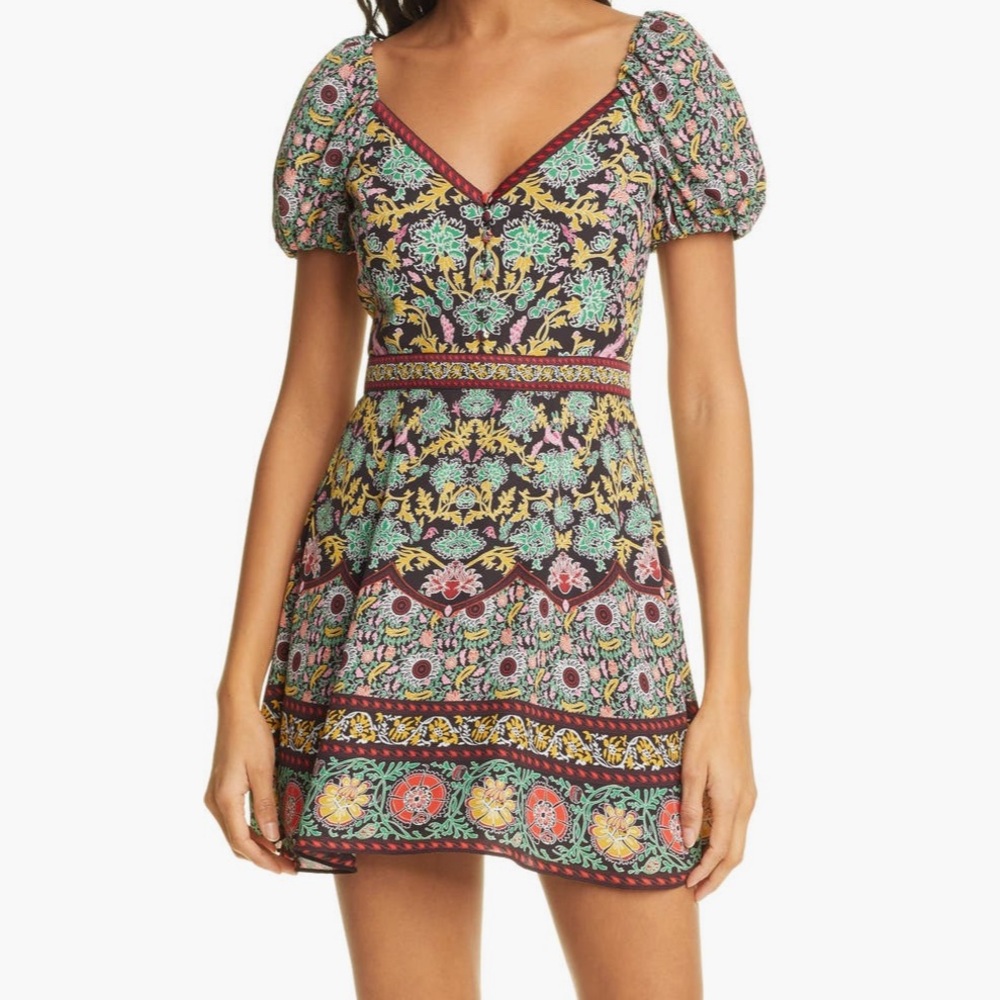 Alice + Olivia Dana Print Green Brown mini Dress